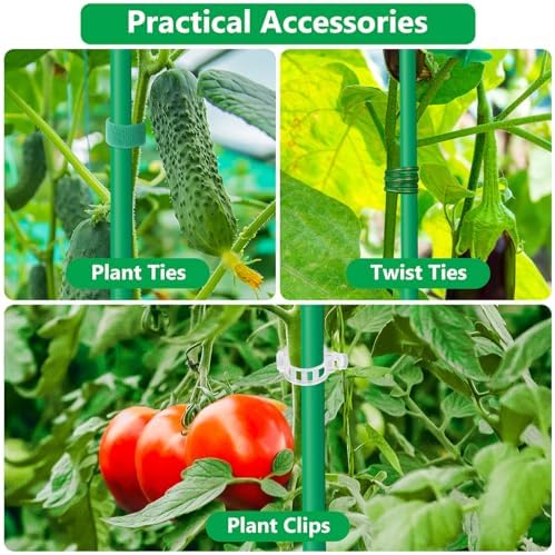 Lezmarket 150 Pack Garden Stakes(16" Each), Plant Support Stakes, DIY 4ft 5ft 6ft 7ft Sturdy Fiberglass Plant Sticks Support Garden Trellis for Growing Climbing Tomato Vegetables Flowers - Image 7