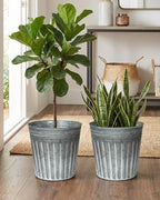 11 Inch Galvanized Planters, 3 Pack Metal Plant Pots with Drainage Hole - Image 4