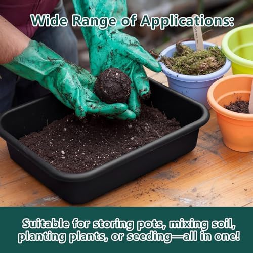Vesici 3 Pcs Garden Tidy Trays Potting Tray for Seeding Growing, Black - Image 5
