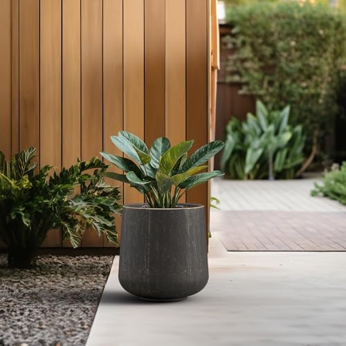 Kante Accent Round Curved Vintage BRN Concrete Planter 13" Dia, Outdoor - Image 4