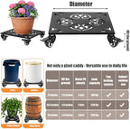 2-Pack 12 Inch Large Square Metal Plant Caddy with Wheels Heavy-duty Rolling Plant Stands with Casters Wheeled Flower Pot Mover Rollers Rust-proof Iron Planter Dolly Coasters Indoor Outdoor Use - Image 3