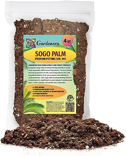 Gardenera Premium SOGO Palm Plant Potting Mix - Elevate Your Space with Exquisite Beauty and Distinctive Form - 4 Quart by Gardenera