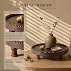 Dark Acacia Wood Round Display Riser with Beaded for Home Decor, Brown - Image 6