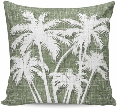 Throw Pillow 16x16 Inch, Tropical Palm Tree Waterproof Outdoor Pillow Covers with Insert, Vintage Moss Green Exotic Botanical Plants Decorative Pillowcase Cushion for Patio, Garden, Couch, Sofa, Bed by Unknown