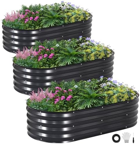 INNO STAGE 3Pcs Galvanized Raised Garden Bed Kit, Outdoor Metal Planter Box by INNOSTAGE