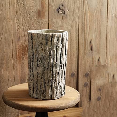 Faux Stakes Planter Sculpture Concrete Planter Tree Root Stump Flower Pot Driftwood Log Post Planter - Indoor Outdoor Cactus Succulent Snake Bamboo Plant Decorative Garden Windowsill by ZXKYZR8