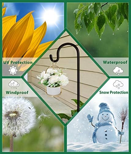 Adjustable Outdoor Shepherd Hook Stand with 5 Prong Base, 92 Inches Tall 3/5 in Thick, Shiny Black (2 Packs) - Image 7