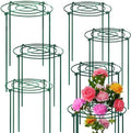 TCBWFY 8 Sets Peony Support Cage, 12" Dia x 24" High, Heavy Duty Metal Plant Support, Grow Through Hoops Grids, 4mm Legs, Green, Round by TCBWFY