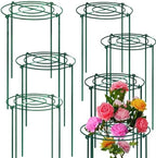 TCBWFY 8 Sets Peony Support Cage, 12" Dia x 24" High, Heavy Duty Metal Plant Support, Grow Through Hoops Grids, 4mm Legs, Green, Round by TCBWFY