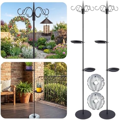 2 Sets 75.9'' Adjustable Shepherds Hook Stand, 4 Hooks by Otoolling