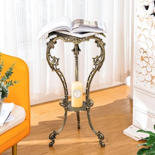 Sungmor Vintage Cast Iron Plant Stand - 2 layer 27.5 Inches Tall Gold - Image 5
