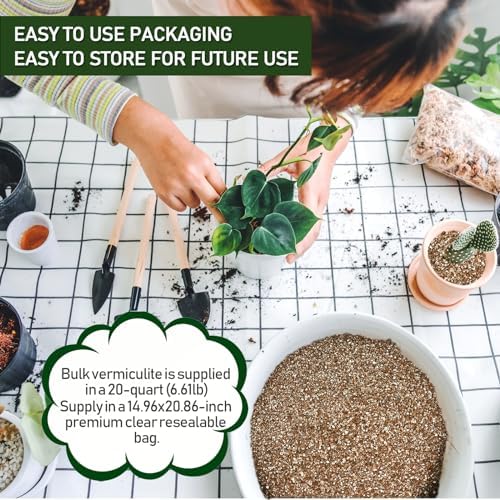 20QT Horticultural Vermiculite Bulk, Organic Vermiculite for Plants, Course Grade Vermiculite for Gardening, for houseplants, for Mushrooms, to Maintain Soil Moisture and Plant Growth(2-4mm) - Image 5