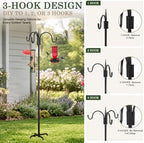 FEED GARDEN Heavy Duty Shepherds Hook 92" Triple Hooks - Metal 5-Prong Base, Adjustable (44/60/76/92") - 15lb Capacity Bird Feeder Pole for Hanging Plants, Solar Lanterns, Wind Chimes, 1 Pack - Image 3