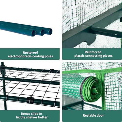 4 Tier Mini Indoor Greenhouse,27"x19"x62" Greenhouse for Indoors&greenhouses for Outdoors with PE Cover and Roll-Up Zipper Door - Image 5