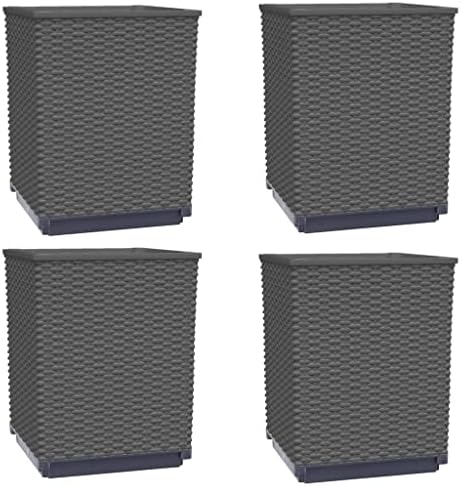 Planter Set of 4 Black Polypropylene Medium Decorative Inlays Succulent pots Geometric Design pots Cactus potsGeometric planters for Indoor Backyard - Image 2