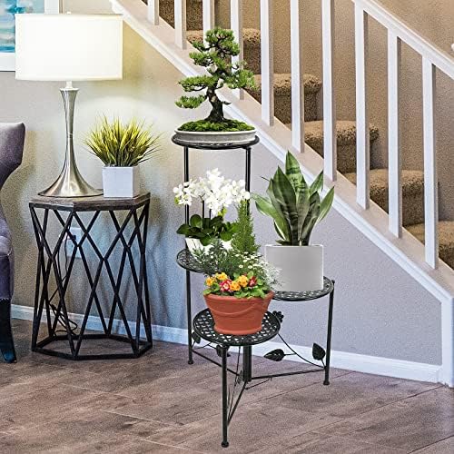 NAKUPE Plant Stand Indoor Outdoor, 4 Tier Metal Corner Flower Shelf, Black - Image 5