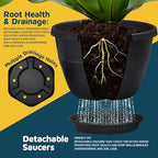 10-Inch Whiskey Barrel Planters Outdoor Pack of 20 - Durable Plastic Plant Pots for Indoor & Outdoor Use with Drainage & Saucer, Lightweight Rustic Barrel Planters for Flowers, Herbs & Small Plants - Image 4