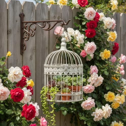 Landhoow 4 Pcs 15.6" Cast Iron Hanging Outdoor Wall Hanger, Rust Brown - Image 4