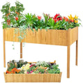 Raised Garden Bed - 2-Tier Elevated Planter Box for Herbs, Vegetables, Succulents & Flowers | 48x25x30 Inch Standing Growing Bed | Outdoor/Indoor Bamboo Planter by GardeningLife