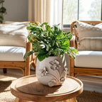 Ceramic Planter and Flower Pot for Home Decor – Elegant Plant Pot with Sculpted Floral Detail for Indoor and Outdoor Use – Adds a Romantic Touch to Garden, Patio, Living Room, or Shelf – 6" Ivory - Image 3