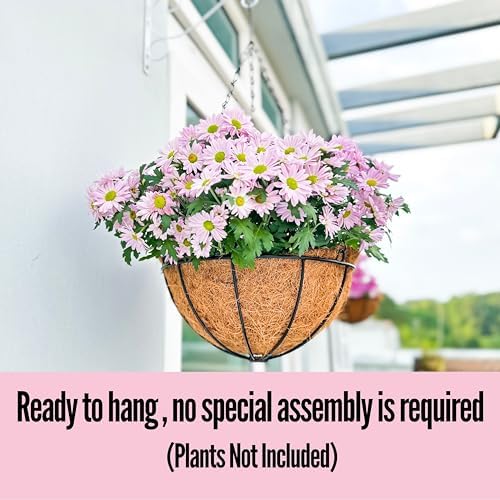 LaLaGreen Outdoor Hanging Baskets (10 in, 10 Pack) Coco Liner Flower Pots - Image 6