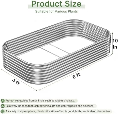 3 PCS 8x4ft Galvanized Raised Garden Bed Outdoor, Metal Garden Bed for Vegetables, Above Ground Garden Box for Flower, Steel Raised Beds for Gardening - Image 2
