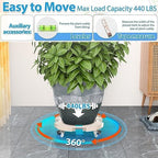 VANCASTLE Plant Caddy with Lockable Wheels 15-22'' Adjustable Plant Stand - Image 4