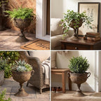 Vintage Urn Planter with Embossed Pattern, Decorative Bronze Finish Flower Pot, Classic Round Plant Pot for Outdoor Indoor Home Garden Patio Front Porch Entryway（16.2 * 12.2 * 15.8） - Image 7