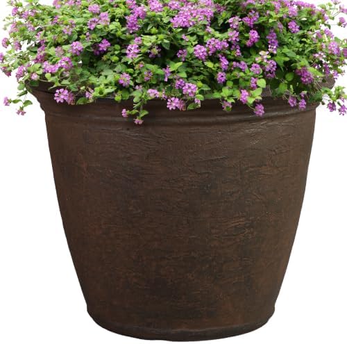 Sunnydaze Anjelica 20'' Large Plastic Planter Pot for Plants, Sable by SunnydazeDecor