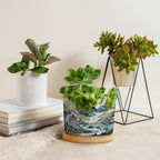 Trend Dragon and Print Planter Ceramic Chinoiserie Asian Inspired Round Plant Pot with Drainage Holes and Bamboo Tray Pot for Outdoor Garden Home Plant - Image 4