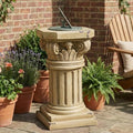 Christopher Knight Home 18.50" H Ionic Pedestal Plant Stand MGO Decorative Side Table Indoor Outdoor Entryway Garden Living Room Patio Sculpture Base, Antique Yellow by ChristopherKnightHome