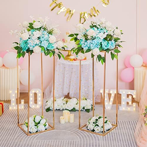 Gold Metal Cube Vase Stand for Wedding Centerpieces, 31.5in Tall, 10 Pcs - Image 2