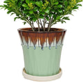 10 Inch Ceramic Planters with Drainage Hole and Saucer,Indoor Outdoor Large Flower Pots, Garden Pot for Plant Lovers (Drip Green) by Unknown