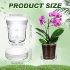 Baderke 1 Pcs Orchid Pot with Drainage Holes and Tray Transparent Glass Pot Planter for Orchids Flower Repotting Anti Slip Glass Plant Vase for Indoor Outdoor Home Decor (6 Inch) - Image 2