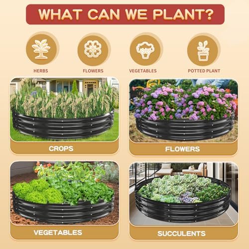 Durable Round Galvanized Steel Raised Garden Bed for Planting,Round Galvanized Steel Fire Ring/Fir Pit for Outdoor- 6×6×1FT,0.8MM Thick (Black, 72 ins Diameter x 12 ins high) - Image 5