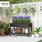 Outsunny Raised Garden Bed with Storage Shelf 47 x 22 x 31.5in, Black - Image 2