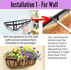 LaLaGreen Flower Wall Planter (24 in, 4 Pack) Black Metal Window Boxes - Image 5