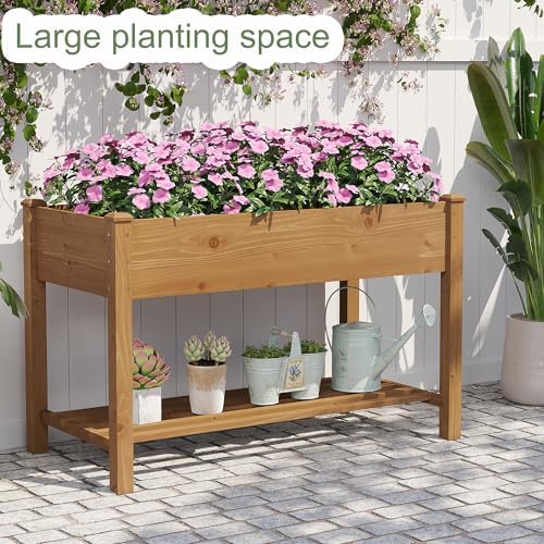 GHWIE Raised Garden Bed with Shelf,Elevated Wooden Planter Box with Legs,Garden Planter for Backyard, Patio, Balcony - Image 5
