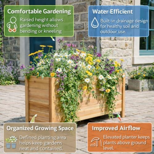 Tall Cedar Raised Garden Planter Box with Legs – Elevated Design for Comfortable Gardening, Custom Sizes for Home, Patio & Commercial Use (30" L x 16.5" W x 25" H) - Image 3