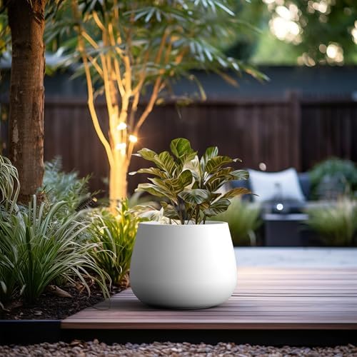 Kante White Concrete Planter 18.1" Dia All-Weather Round Accent Pot - Image 3
