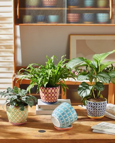 Metahom 5.8 Inch Ceramic Plant Pots, Colorful Flower Pots Set of 4 - Image 3