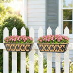 16 Inch Window Boxes Planters Railing Planter Box - 2 Pack Deck Railing Planter Boxes with Adjustable Brackets Coco Liners Balcony Planters Railing Hanging for Window Flower Boxes Outdoor Garden Decor - Image 4