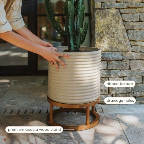 Veradek Mod Series Short Raised Planter - Round Outdoor Planter with Stand - Image 4