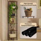 6-Tier Corner Shelf Stand, 65" Industrial Corner Display Rack for Living Room, Bookshelf, Tall Display Shelf, Plant Stand, Storage Standing Shelf for Bedroom, Bathroom, Kitchen, Brown - Image 5