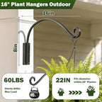 Heavy Duty 16 Inch Plant Hangers Bracket Outdoor 4 Pack Hanging Plant Hook - Image 5