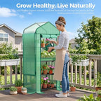 Mini Greenhouse with Screen Roof, Ohuhu Upgraded Portable 4 Tier Small Greenhouses for Outdoors Indoor with Reelable Door, Heavy Duty Plastic Green House for Outside Garden Patio Yard Porch Balcony - Image 2