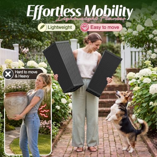 Flamaker 30“ Tall Plastic Planters with Drainage Holes Front Porch Set of 2 - Image 6