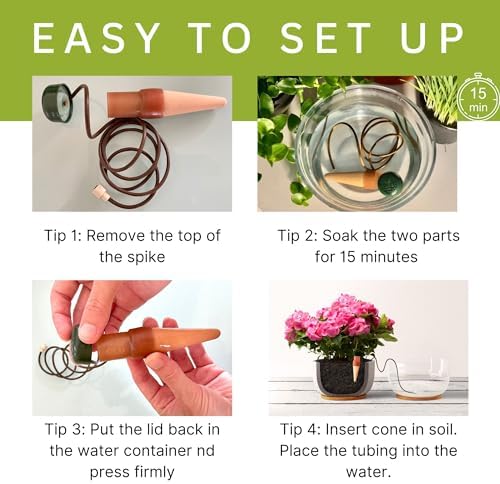 Blumat Classic Self-Watering Stakes - Prevents Overwatering and Underwatering for Healthy Growth While You are Away - Ideal for Indoor Plant Watering, 15 Pack, wo Adapter - Image 3