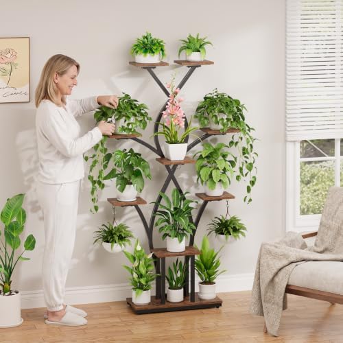 Plant Stand Indoor with Grow Lights - 9 Tiered Corner Plant Shelves Tall - Image 2