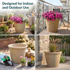 Sunnydaze Anjelica 15.25'' Large Plastic Planter Pot for Plants, Beige - Image 4